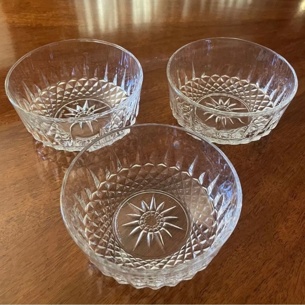 Arcoroc Diamant 4” Dessert Glass Bowls Starburst Sun Star Diamond Cut Clear‎ - Picture 2 of 3